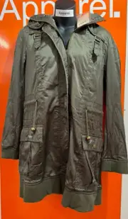 Label Lab Double Layer Parka Coat,Hooded,Khaki Green,Size 14,New, RRP £100, b145