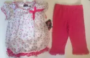 Tempted brand 2pc pink/ white color Cherry Top / leggings set for size 24M