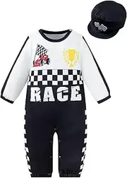 Yruiz Toddler Baby Boy Girl Halloween Race Car Driver Costume Outfit With Hat Birthday Party Clothes