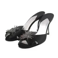 在飛比找森森購物網優惠-CHANEL 太陽造型緞面低跟鞋(黑色)(37)_展示品