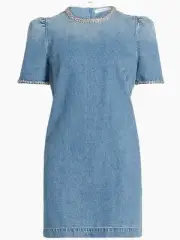 ZIMMERMANN Crush Embellished Denim Mini Shift Dress Sz AU3/US10 AUTHENTIC NWT