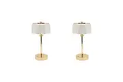 2PK Boyle Rechargeable LED Portable Table Lamp w/ Acrylic Flute Shade 14x14x29cm