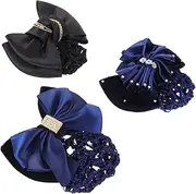 Ipetboom 3pcs Bowknot Hair Accessories for Women Elegant Bun Cover Hair Nets Soft Comfortable Clips for Professional Styling Dance Events Includes