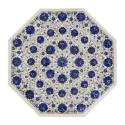 30" inlay Top White Marble Coffee Center Table Pietra Dura Inlay lapis Handmade
