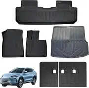 BYD Sealion 6 Floor mat 6-Piece Full Set, All-Weather 3D car Floor mats, Waterproof, Durable & Easy to Clean Car mats, Custom Fit for BYD SUV Accessories (Floor Mats & Trunk Boot Liner)