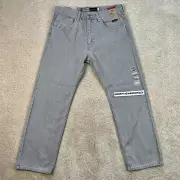 [34x30] LEVIS SILVERTAB Straight-Fit Zip 90s Vtg Denim Jeans Pants Bliss Grey