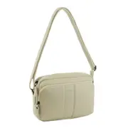 Milleni Women's Multi Zip Leather Shoulder Crossbody Bag 26x20cm Cement