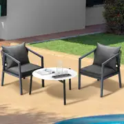 Livsip 3PC Outdoor Patio Set Garden Bistro Set Dining Chairs 70cm White Table