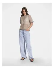 [Decjuba] Mikayla Metallic Stitch Tee in Grey