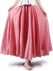 Phorecys Girls Elastic Waist Cotton Long Maxi Skirt A-Line Boho Fairy Casual Skirt