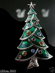 SIGNED SWAROVSKI PAVE' CRYSTAL CHRISTMAS TREE PIN~ BROOCH RETIRED NEW