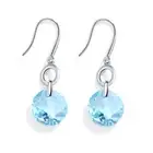 MYJS Bella O Drop Earrings With Swarovski Aquamarine Crystals Rhodium Plated