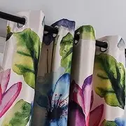Taisier Home Stylish Living Elegant Abstract Colorful Curtains Printed,Multicoloured Curtains Print,Fashion Curtain 63 Inch Lenth for Bedroom(Floral Print Curtain 2 Pieces Set)