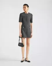 NWT PRADA Slate Gray/ Crystal Button Mini Dress Size 38/US 2 $3,300