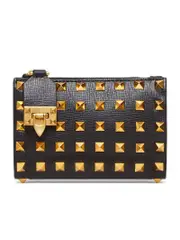 Valentino Garavani Rockstud Coin Purse and Cardholder in Grainy Calfskin Leather with All-Over Studs