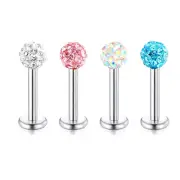 16G FERIDO BALL Aqua Pink AB CZ Gem STEEL LABRET LIP TRAGUS RING Ear Helix STUD