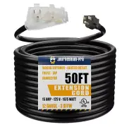 Lighted Outdoor Extension Cord 3 Electrical Power Outlets Fan Style by 12/3 S...