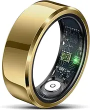 findtime Smart Ring for Men Women Health Ring Blood Oxygen Blood Pressure HR Monitor Fitness Tracker Sleep Step Counter Waterproof Compatible with ios Android Phones (Gold, #8-Q-2.2401in)
