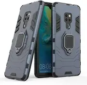 Compatible with Huawei Mate 20, Case Metal Ring Grip Kickstand Shockproof Hard Bumper Shell (Works with Magnetic Car Mount) Dual Layer Rugged Cover for Huawei Mate 20 (Navy Blue)