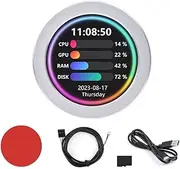 2.8-Inch Water-Cooled Secondary Screen USB CPU Computer Status Monitoring RGB Music Spectrum Analysis Driver-Free, A
