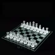 32pcs Glass Chess Set Frosted Board Game Elegant Crystal Queen's Gambit Display