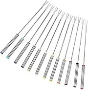 SOLUSTRE 6Pcs Stainless Steel Dessert Forks Heat Resistant Handles for Chocolate Fondue Cheese Fondue Marshmallow Roasting for Parties Gatherings