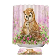 Pink Nature and Flowers Owls Cuddle Shower Curtain