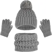 [Fadcaer] 3 Pieces Kids Winter Hat Gloves Scarf Set, Kids Knit Thick Scarf Warm Knitted Beanie Hat Scarf Set Thermal Soft Thick Scarf Hat Snow Gloves Set for Girls Boys Children 1-6 Year Old