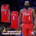 【NIKE 耐吉】球衣 費城76人 主場紅 主場藍 76ERS 哈登 JAMES HARDEN 城市版 網眼透氣(DO9539-664)