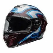 Race Star DLX Flex Xenon Gloss Red Silver Full Face Helmet