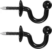 Kichvoe 2pcs Curtain Tiebacks - Black Decorative Curtain Holdbacks - Wall Mounted Hooks Holders for Drapes