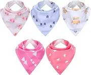 Janmercy 5 Pack Adult Drool Bandana Bibs Soft Large Absorbent Bibs for Special Needs Waterproof, Kids, Men Women