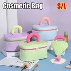 1Pcs Candy Color Cosmetic Bag Square Triangle Skincare Storage Bag Makeup Case