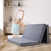 Mona Folding Mattress Bedding Foldable Tri-fold Sofa Lounge Floor Mat Pad Portable Mattress Foam for Camping Travel Sleeping, Sofa Bed Pad Home Office Velvet Fabric, Double