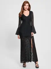 GUESS Black Phoenix Maxi Dress Size: XL, Polyamide