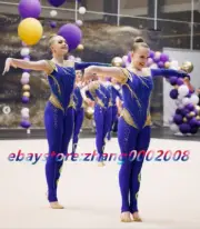 Acro rhythmic gymnastics leotard.Roll baton twirling dance competition catsuit