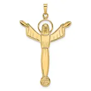 14k Yellow Gold Polished Solid Risen Christ Pendant