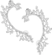 [BESTYASH] Chic Non-piercing Leaf Ear Clip Earrings Sterling Silver Clip Earrings for Women