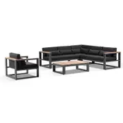 Balmoral Package B Outdoor Aluminium and Teak Lounge Setting with Coffee Table - Outdoor Aluminium Lounges