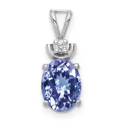 14k White Gold 8x6mm Oval Tanzanite A Diamond Pendant