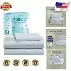 Sustainable Luxury Twin Sheets - 100% Cotton Sateen, Machine Washable Light Blue