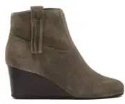 NEW COLE HAAN Elsie Fringe Detail Wedge Ankle Boot II/Side Zip US 8.5 Suede