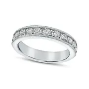 1.0 CT. T.W. Natural Diamond Antique Vintage-Style Wedding Band in Solid 18K White Gold (G/SI2)
