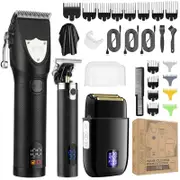 Hair Trimmer for Men Metal Body Hair Clipper LCD Digital Display Men's Oil Engraving Electric Razor Set