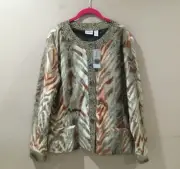 New Chico’s Women’s Size 3/XL Trimming Animal Carlotta Jacket Chocolate