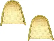 Ipetboom Bamboo Woven Dustpan Set Decorative Dustpan Broom Long Handles for Home Decor