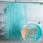 3D PEVA Shower Curtain Liner Waterproof 180x180cm 70x70 Rustproof Metal Grommet Holes for Bathroom, Heavyweight Fabric, Washable, with Hooks Water Cube Colorfu