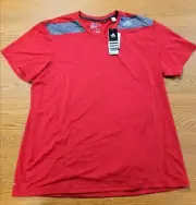 Adidas Climalite Adult 2XL Techfit Fitted Tee Shirt Red Soccer Football FAST A64