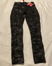 spanx girls faux leather camo leggings matte black camp size m