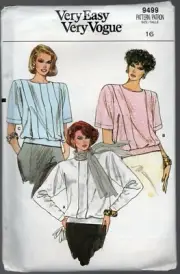 Vogue Pattern 9499 Ladies Blouse Size 16